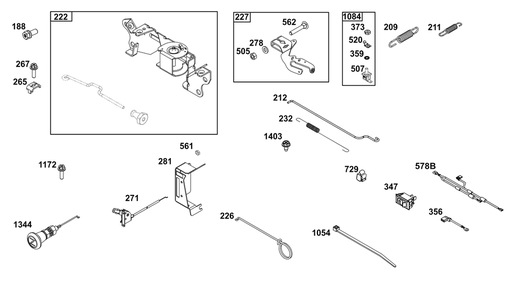 Controls Group Diagram and Parts List for 305442-0336-F1 200000 - 399999 Briggs and Stratton Engine